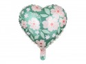 Ballon en mylar Coeur avec fleurs - 45 cm