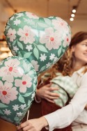 Ballon en mylar Coeur avec fleurs - 45 cm