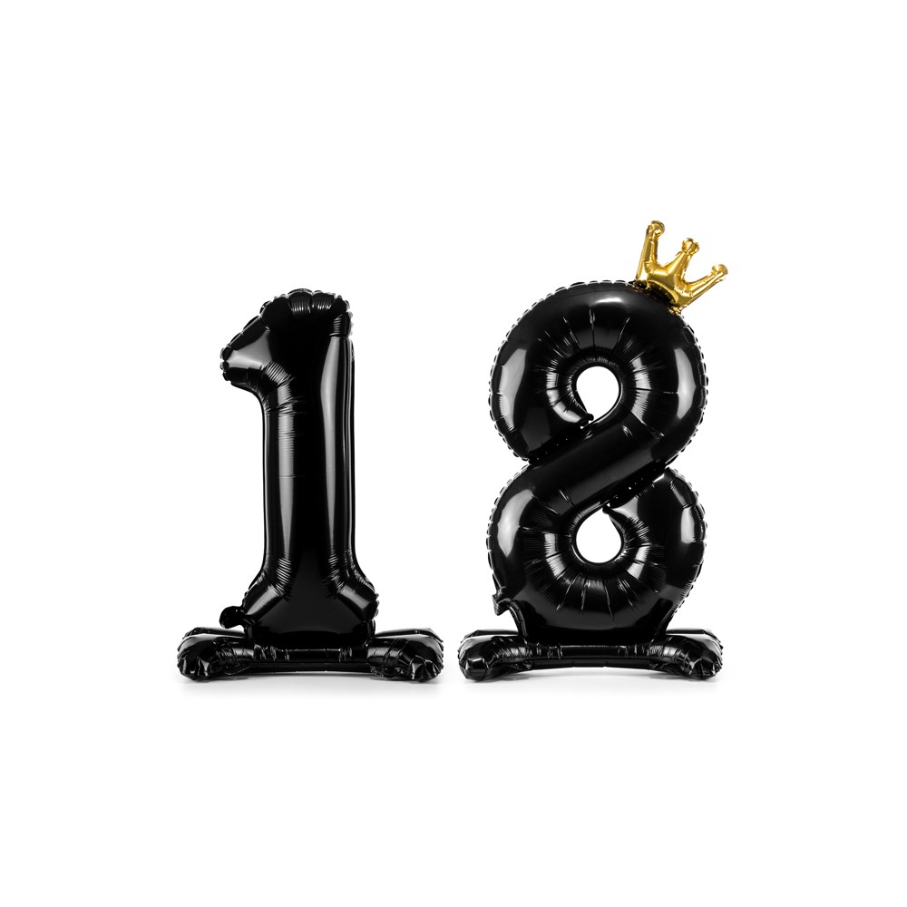 Ballon en mylar debout - Chiffre ''18'' - 84 cm - noir