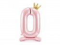 Ballon en mylar debout - Chiffre ''0'' - 84 cm - rose clair