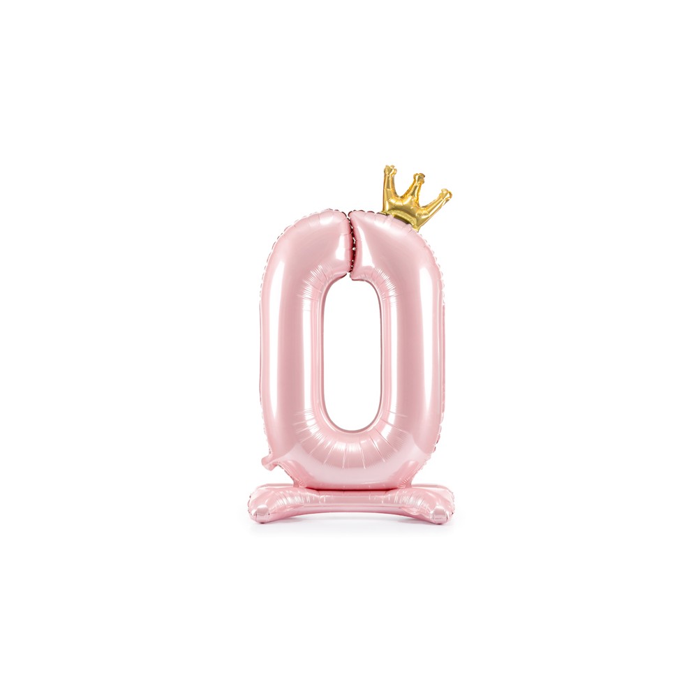 Ballon en mylar debout - Chiffre ''0'' - 84 cm - rose clair