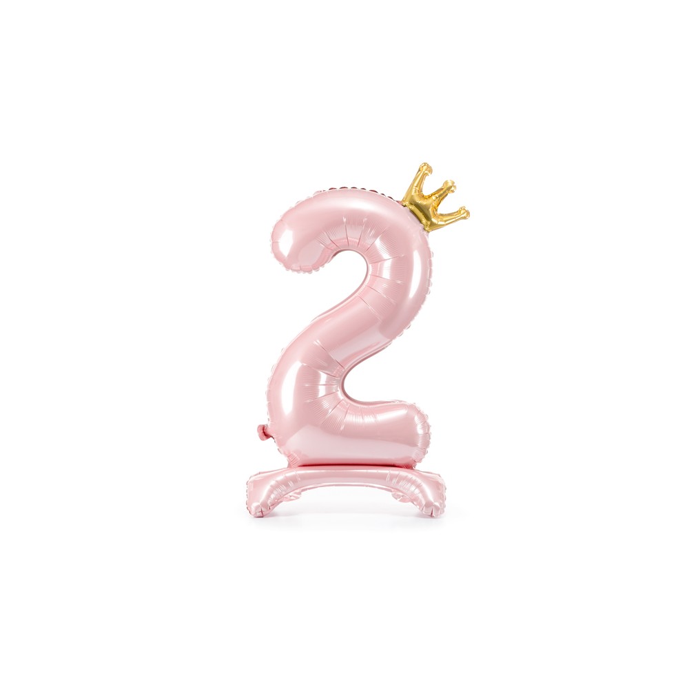 Ballon en mylar debout - Chiffre ''2'' - 84 cm - rose vif