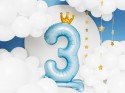 Ballon en mylar debout - Chiffre ''3'' - 84 cm - bleu clair