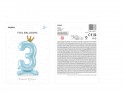 Ballon en mylar debout - Chiffre ''3'' - 84 cm - bleu clair