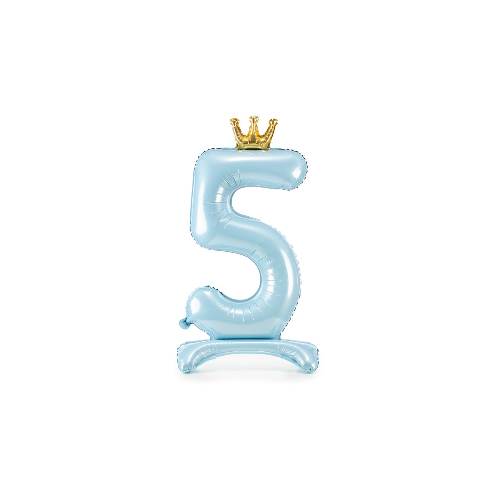 Ballon en mylar debout - Chiffre ''5'' - 84 cm - bleu