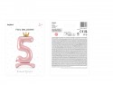 Ballon en mylar debout - Chiffre ''5''. 84 cm - rose clair