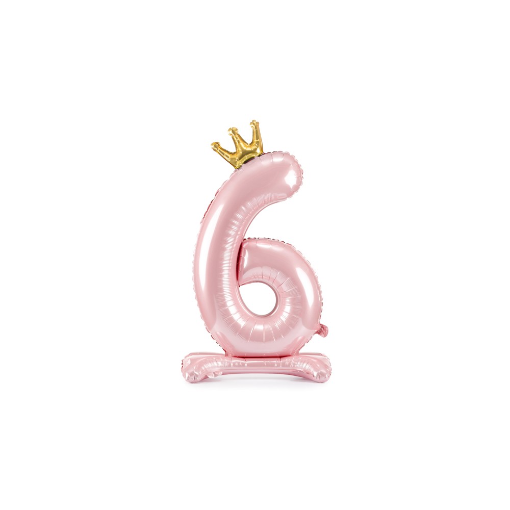 Ballon en mylar debout - Chiffre ''6'' 84 cm - rose vif