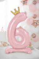 Ballon en mylar debout - Chiffre ''6'' 84 cm - rose vif