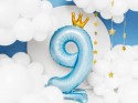 Ballon en mylar debout - Chiffre ''9'' - 84 cm - bleu clair