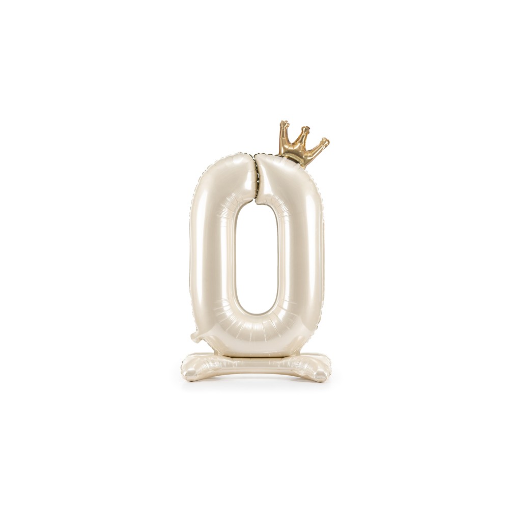 Ballon mylar debout chiffre ''0'' - 84 cm - crème clair