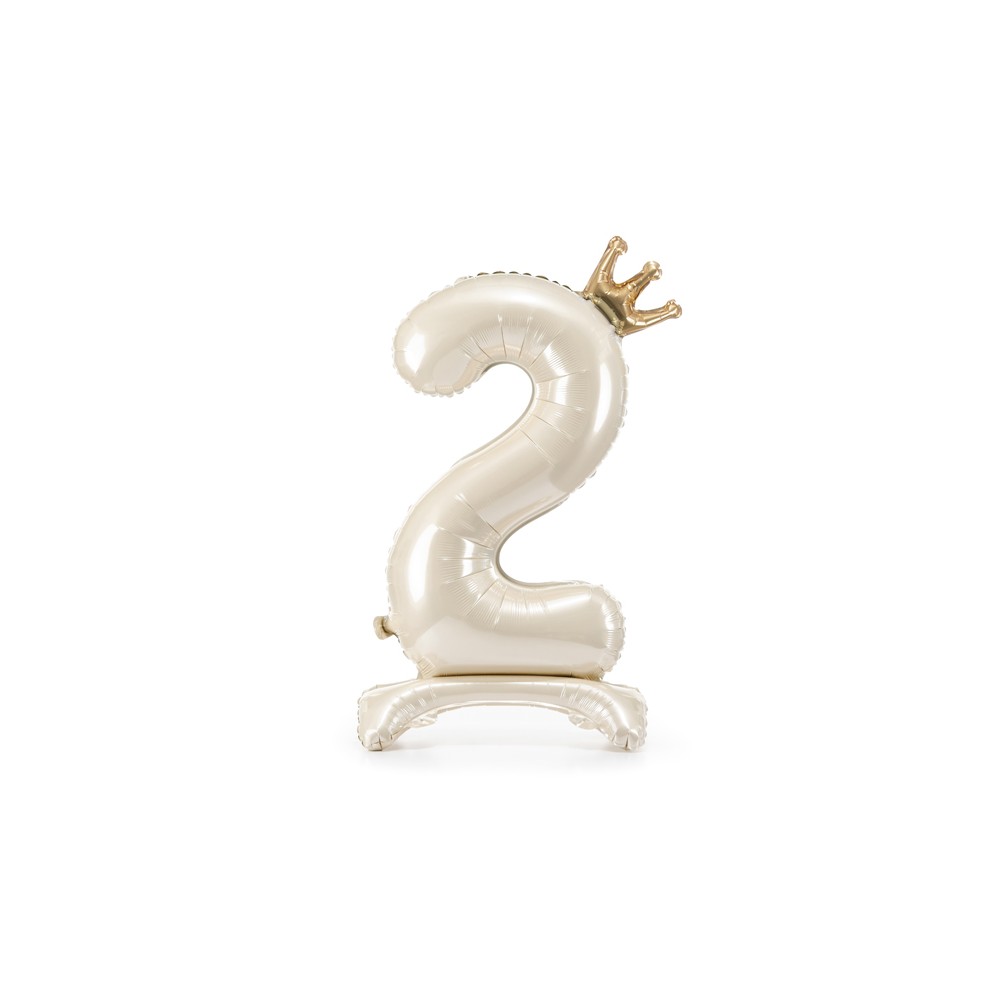 Ballon mylar debout chiffre ''2'' - 84 cm - crème clair