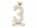Ballon mylar debout chiffre ''3'' - 84 cm - crème clair