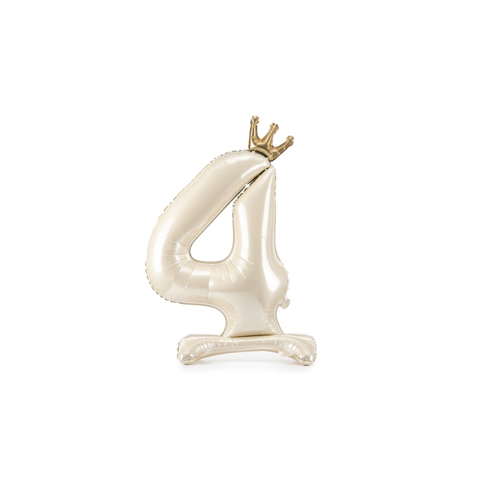 Ballon mylar debout chiffre ''4'' - 84 cm - crème clair