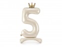 Ballon mylar debout chiffre ''5'' - 84 cm - crème clair