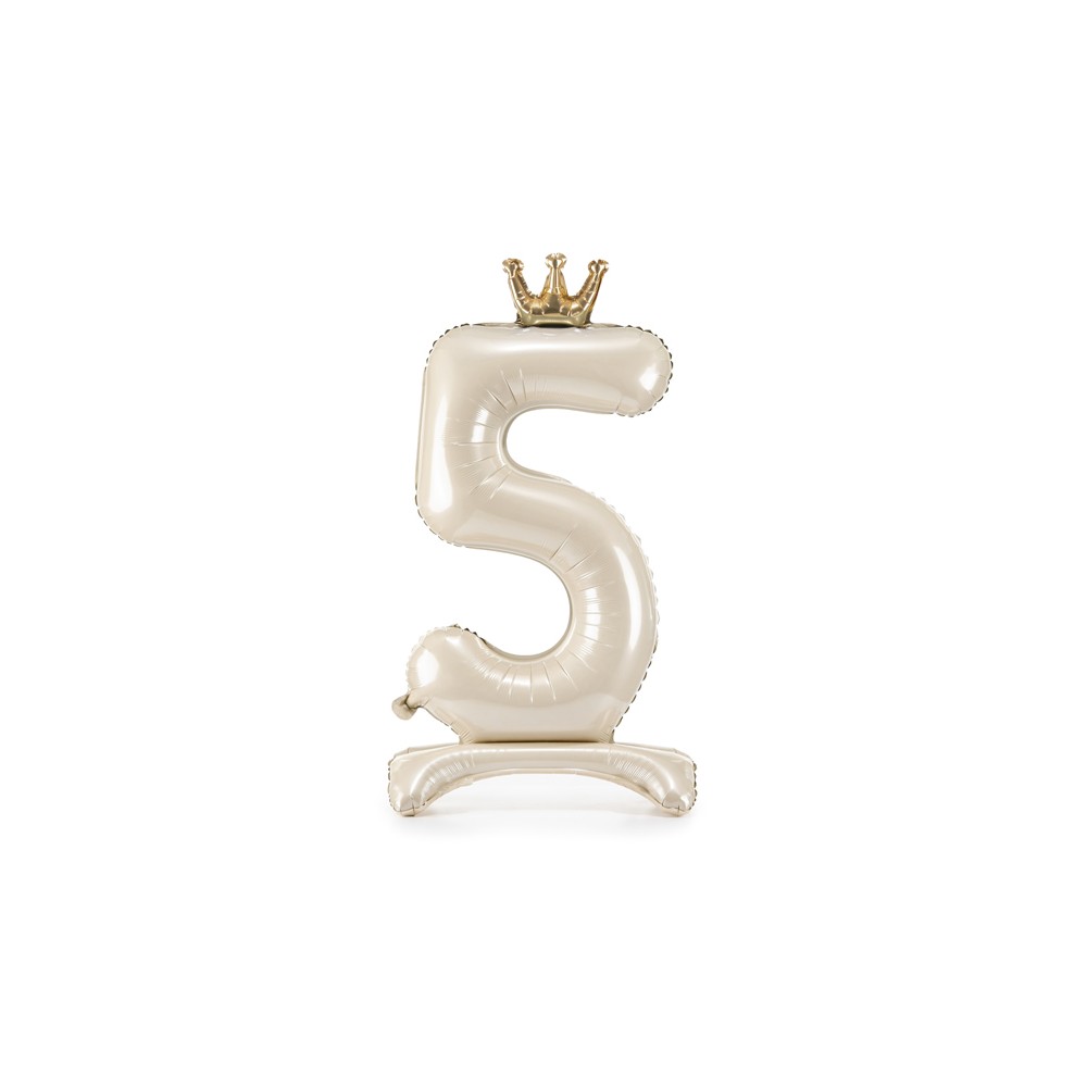 Ballon mylar debout chiffre ''5'' - 84 cm - crème clair