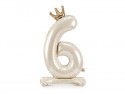 Ballon mylar debout chiffre ''6'' - 84 cm - crème clair