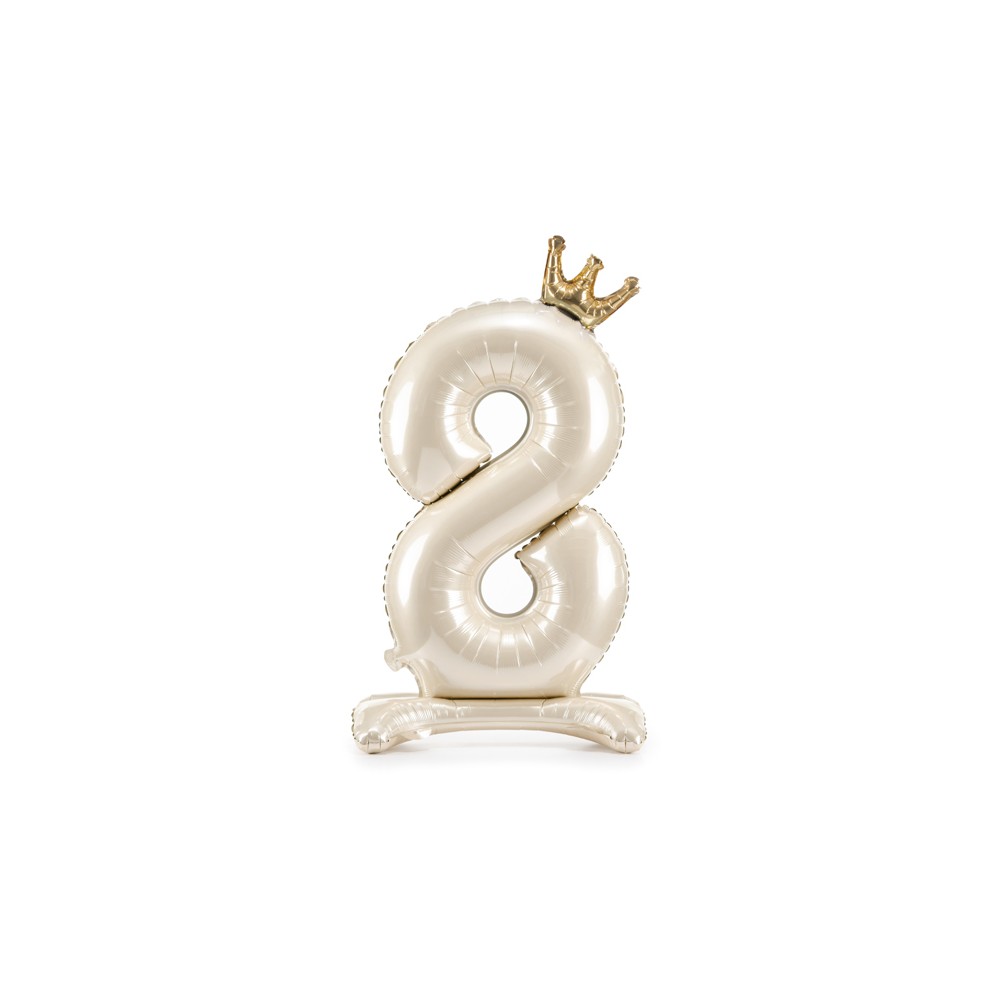 Ballon mylar debout chiffre ''8'' - 84 cm - crème clair