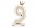 Ballon mylar debout chiffre ''9'' - 84 cm - crème clair