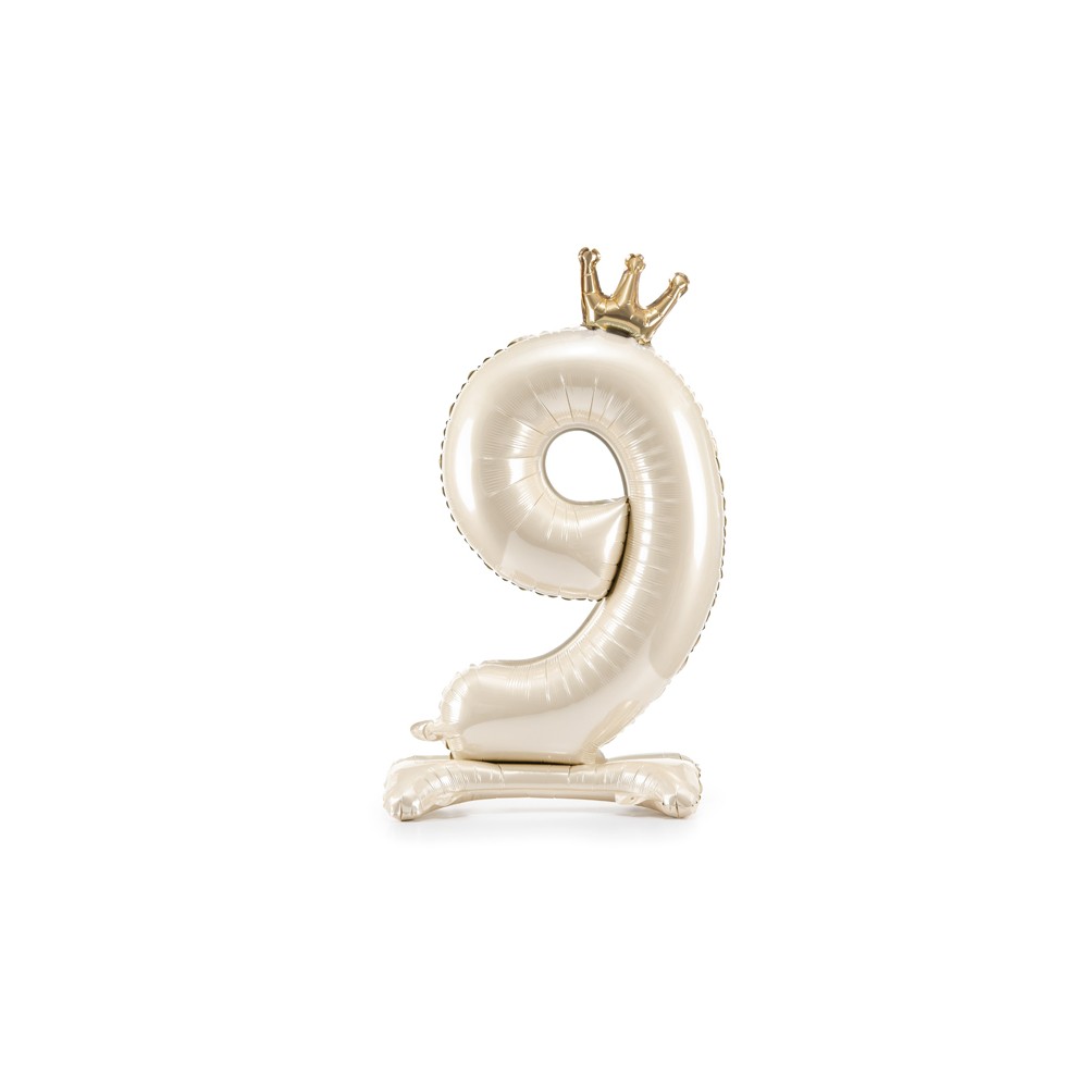Ballon mylar debout chiffre ''9'' - 84 cm - crème clair