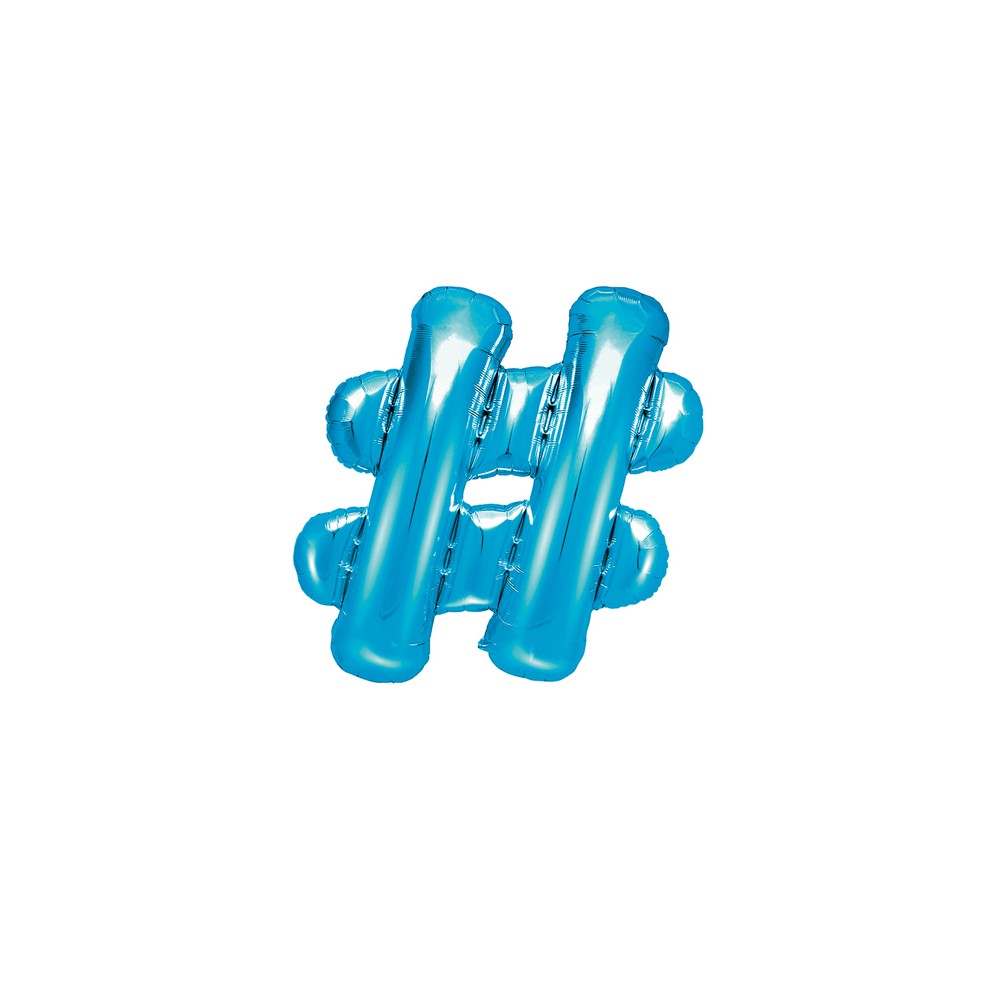 Ballon mylar "hashtag" - 35cm - bleu