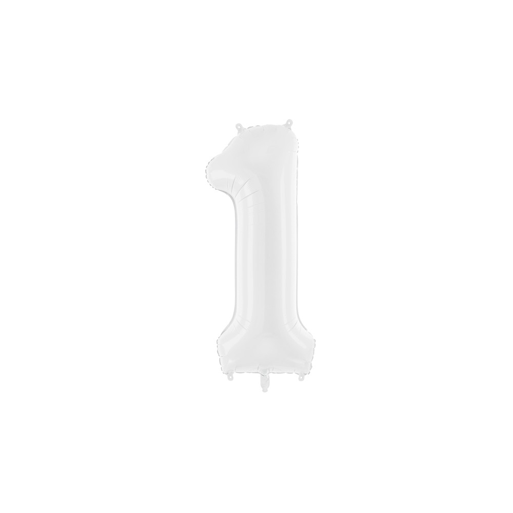 Ballon mylar Chiffre ''1'' - 86 cm - blanc
