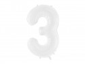 Ballon mylar Chiffre ''3'' - 86 cm - blanc