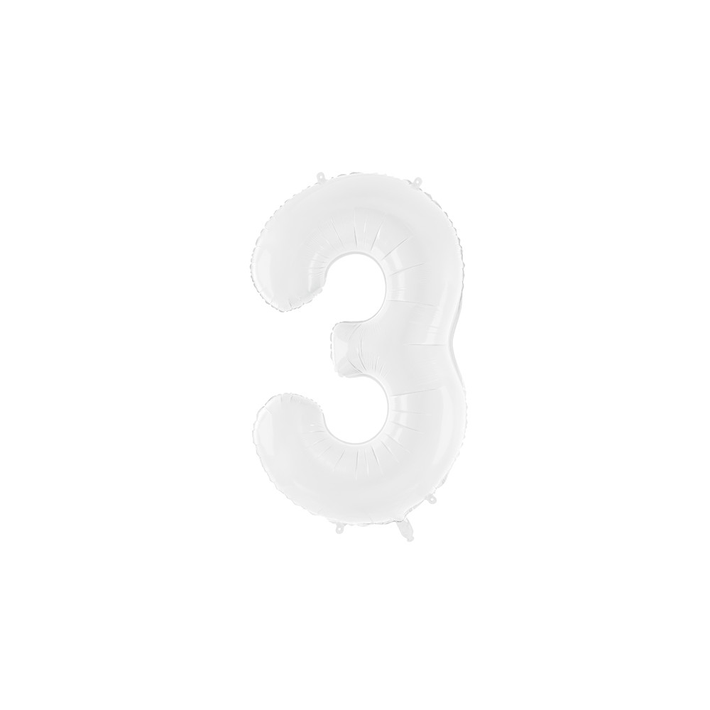 Ballon mylar Chiffre ''3'' - 86 cm - blanc