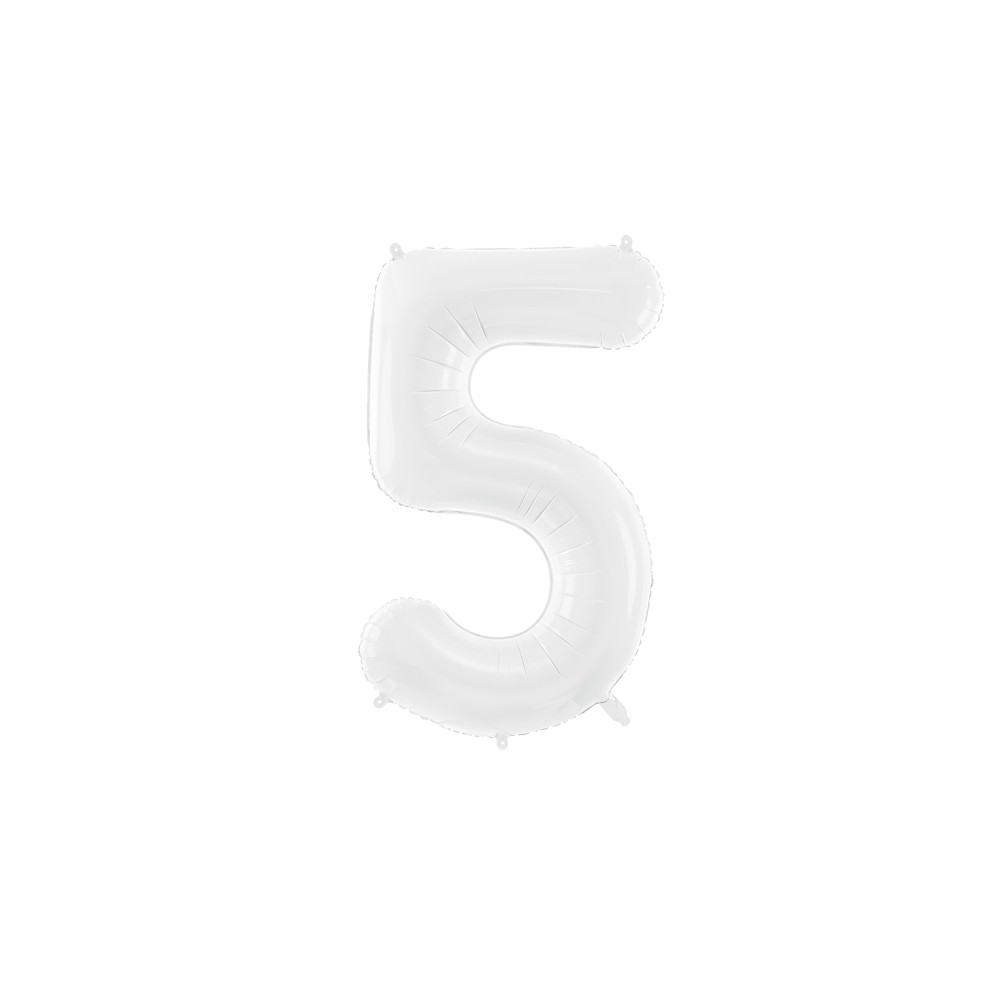 Ballon mylar Chiffre ''5'' - 86 cm - blanc