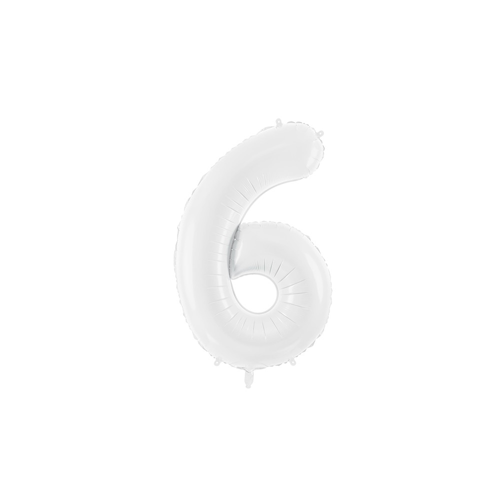 Ballon mylar Chiffre ''6'' - 86 cm - blanc