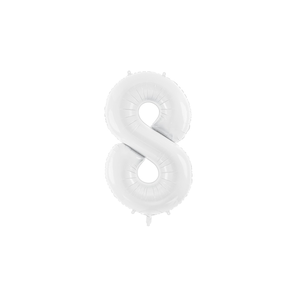 Ballon mylar Chiffre ''8'' - 86 cm - blanc