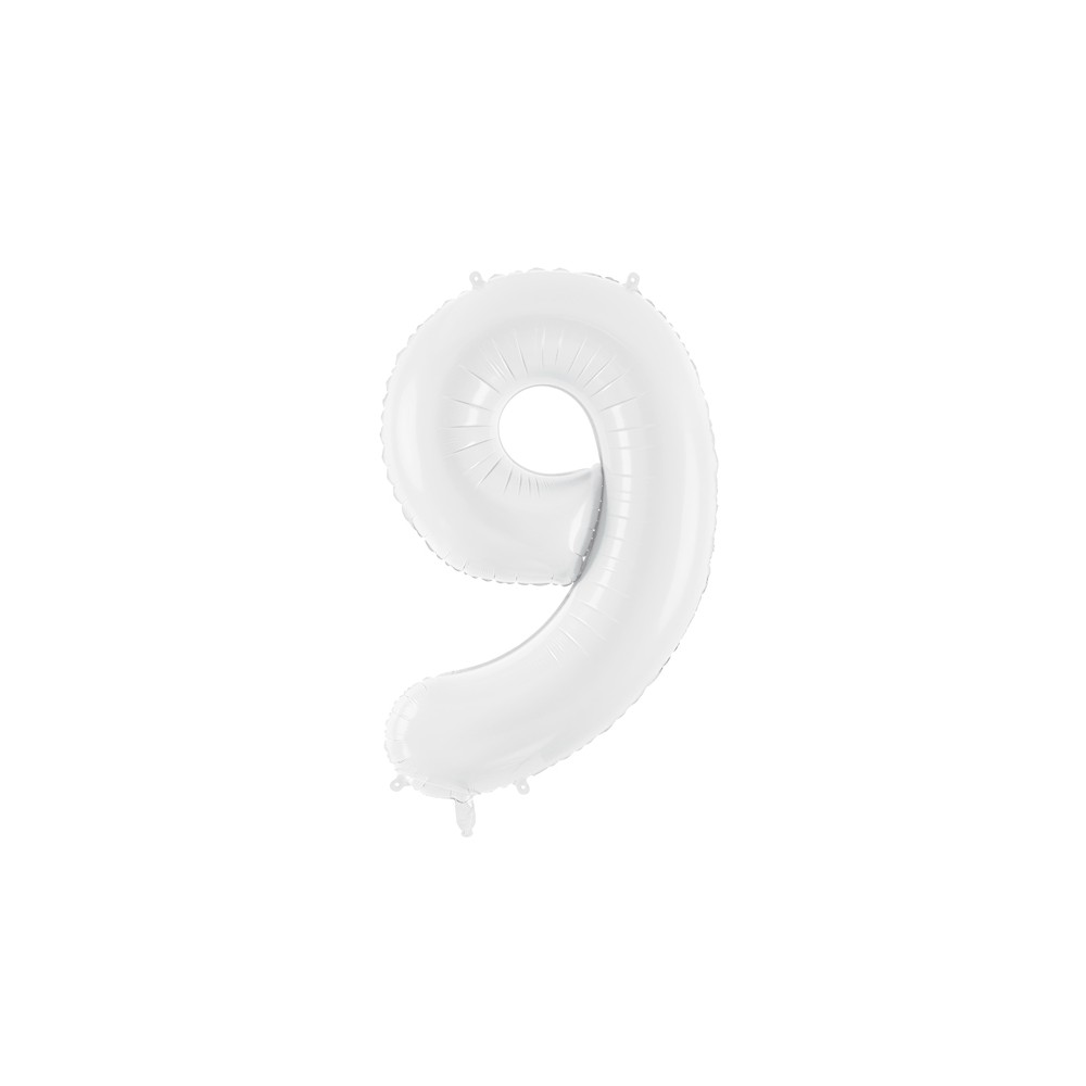 Ballon mylar Chiffre ''9'' - 86 cm - blanc