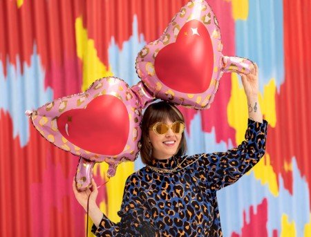 Ballon mylar Lunettes - coeurs