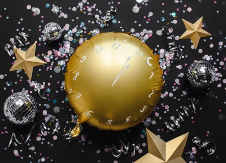 Ballon mylar Horloge - or