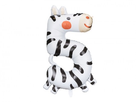 Ballon mylar Chiffre 5 - Zebre