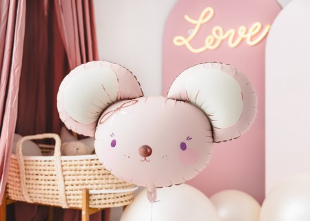 Ballon mylar Souris - rose vif