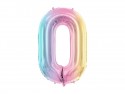 Ballon mylar chiffre ''0'' - 86 cm - arc -en -ciel pastel