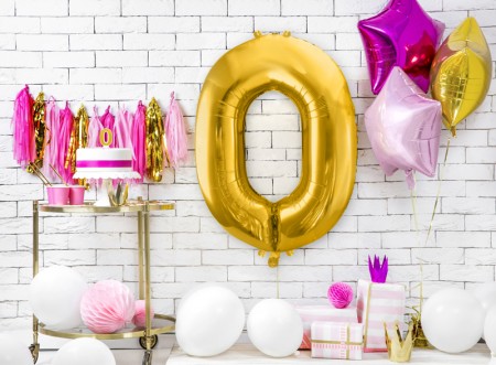 Ballon chiffre 0 mylar doré 86 cm