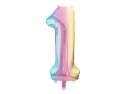 Ballon mylar chiffre ''1'' - 86 cm - arc -en -ciel pastel