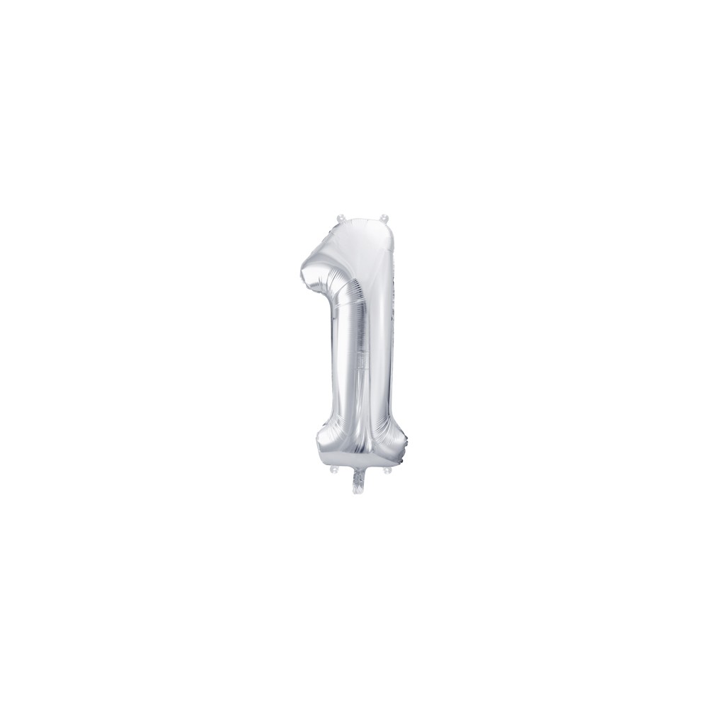 Ballon mylar Chiffre ''1'' - 86cm - argent