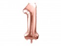 Ballon mylar Chiffre ''1'' - 86cm - or rose
