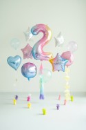 Ballon mylar chiffre ''2'' - 86 cm - arc -en -ciel pastel