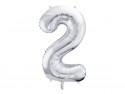 Ballon mylar Chiffre ''2'' - 86cm - argent