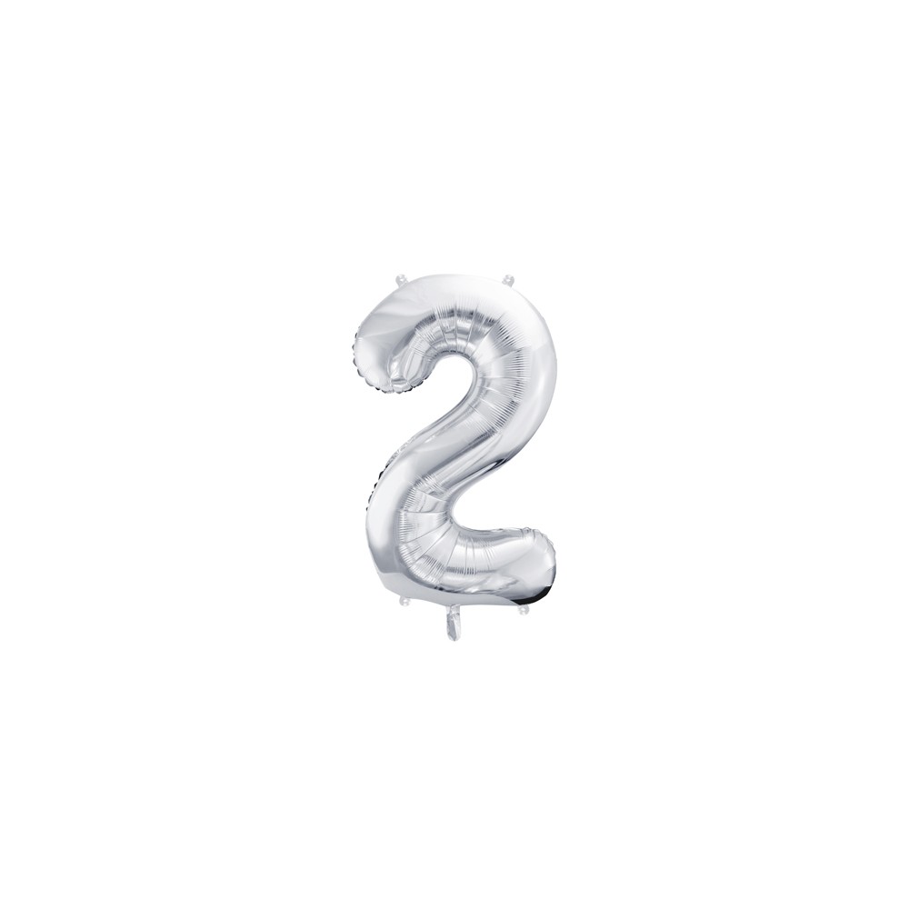 Ballon mylar Chiffre ''2'' - 86cm - argent