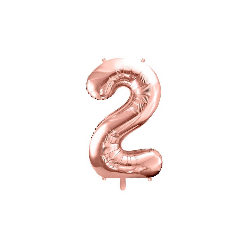 Ballon mylar Chiffre ''2'' - 86cm - or rose