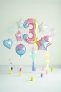 Ballon mylar chiffre ''3'' - 86 cm - arc -en -ciel pastel
