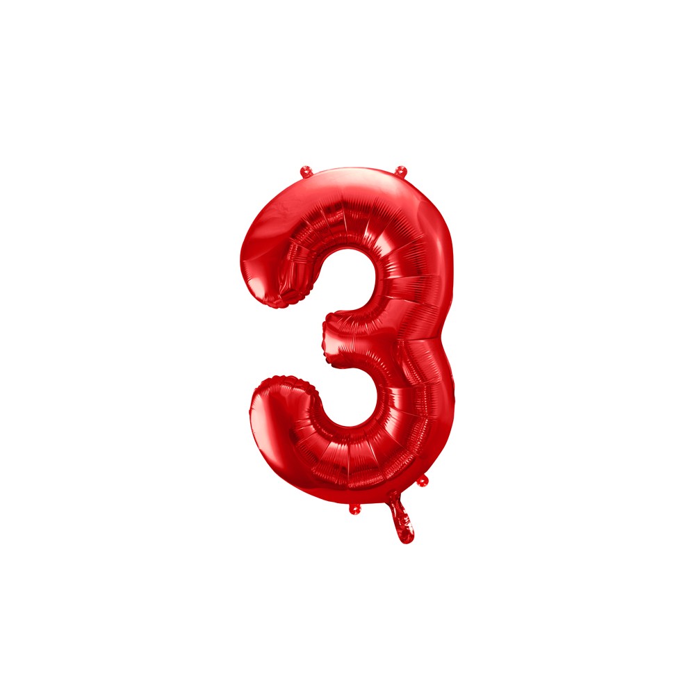 Ballon mylar Chiffre ''3'' - 86cm - rouge