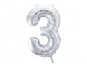 Ballon mylar Chiffre ''3'' - 86cm - argent