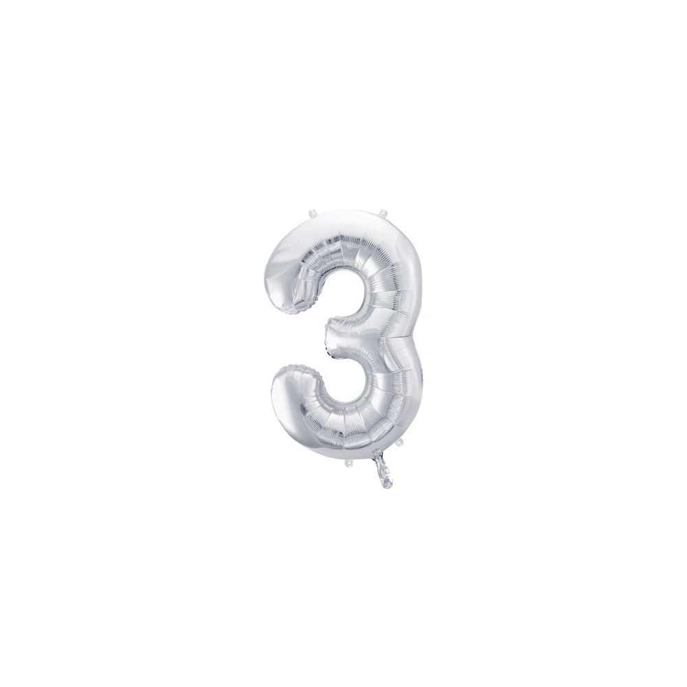 Ballon mylar Chiffre ''3'' - 86cm - argent