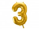Ballon mylar Chiffre ''3'' - 86cm - or