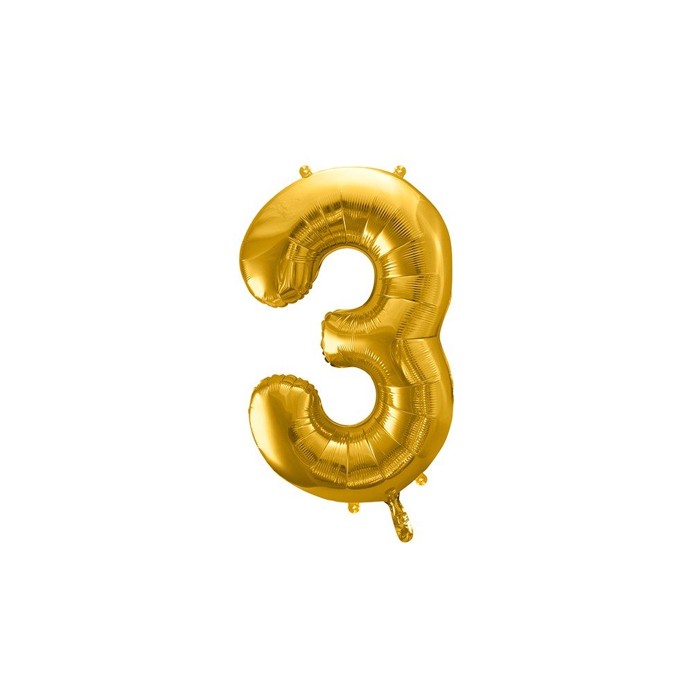 Ballon mylar Chiffre ''3'' - 86cm - or